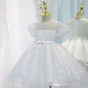filles star bowknot princesse robes de soirée premier anniversaire bébé robe printemps infantile vêtements de mariage enfants vacances vêtements S1903