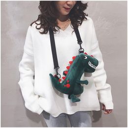 Girls Stereo Dinosaur Zipper Messenger Bag Purse Cartoon Design Leuk Cross Body Kids Student Birthday Bags Boutique