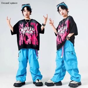 Girls Streetwear Boys Hip Hop Vest Cool Tshirt Solid Cargo Pantal