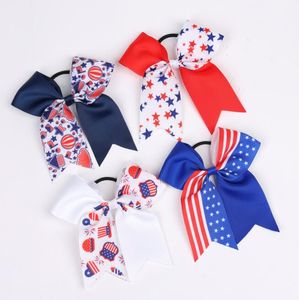 Girls Summer Bowknot Hair Band Large American Flag Elastic Hairband Party Wedding Baby Luxe hoofdtooi Flower Kids Hair Bows Accessoires