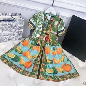 Meisjes Letter Wit Zomer schattige cartoon print buitenlandse kleine revers comfortabele prinsessenjurk met korte mouwen