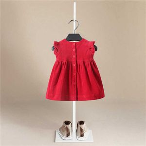 Filles robe d'été enfant en bas âge bébé filles velours côtelé couleur unie élégante princesse robe de soirée vêtements coton enfants robes pour les filles Q0716