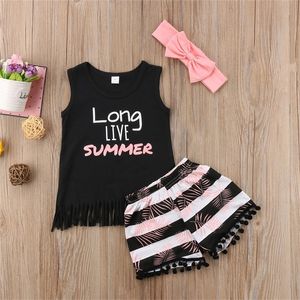 Girls Summer Outfits kinderen mode peuter meisjeskleding set kinderen kwastjes mouwloze bovenste rok 18m tot 9 jaar 220620