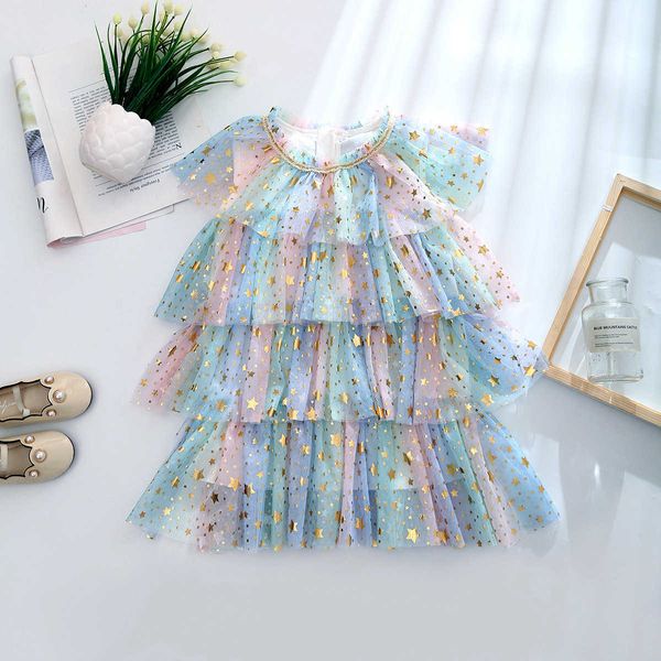 Vestido de lentejuelas brillantes de verano para niñas para niños Fiesta de cumpleaños Princesa Vestido Niño Sparkle Rainbows Ropa Traje 2 años 210529