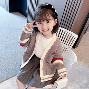 Filles pull bébé manteau Outwear 2021 belle épaissir chaud hiver automne tricot décontracté Cardigan haut coton vêtements pour enfants Y1024