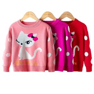 Meisjes trui winter herfst kinderen kleding baby meisje knitwear trui gebreide kinderen cartoon print warm S 211104