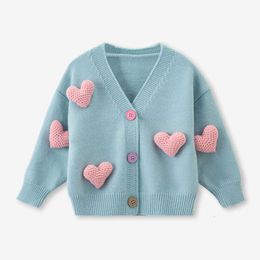Meisjes truien jas driedimensionale liefde gebreide vest kaap herfst winter babymeisje kleren Koreaanse kinderen kleding 2-8y l2405 l2405