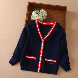 Les pulls des filles cardigan tricot à manches longues à manches longues pour enfants hiver