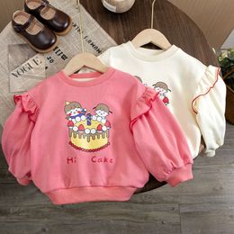 Sweat-shirt pour filles pull en coton pour enfants Cartoon imprimé enfants t-shirts 2023 Clothes de bébé d'automne de printemps Style coréen L2405