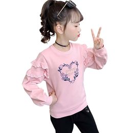 Sweat-shirts pour filles Dentelle Flral Vêtements pour enfants Lettre Motif Bébé Sweats à capuche Vêtements pour enfants 210527