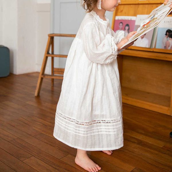 Robes Tutu à col rond pour filles, douces et mignonnes, décontractées, blanches, à la mode, vêtements amples et confortables pour bébés enfants, 2021