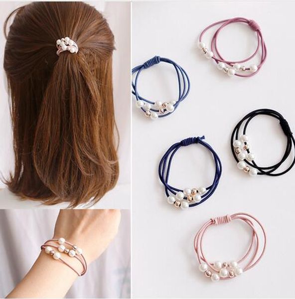 Filles douces perles élastiques bandes de cheveux princesse porte-queue de cheval gomme pour cheveux chouchous bandeau élastique enfants accessoires de cheveux GB170