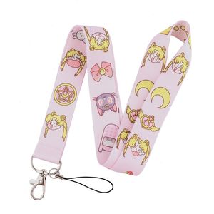 Girls Sweet Sailor Moon Keychain ID Creditcard Cover Pass Mobiele telefoon Charme Neck Rats Badge Holder Keyring Accessoires