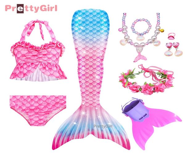 Filles nagables queue de sirène Bikini maillot de bain sirène Costume Cosplay enfants robe de natation avec Monofin Fin cadeau d'anniversaire 1899731