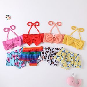 Traje de baño de dos piezas para niñas Traje de baño de talle alto Traje de baño Bikini con cuello halter Traje de baño