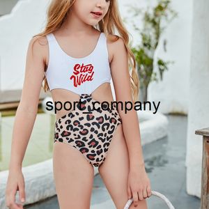 Meisjes zwemkleding 4 ~ 13 jaar kinderen zwempak luipaard één stuk zwempak kind meisjes badpak strand dragen brief monokini