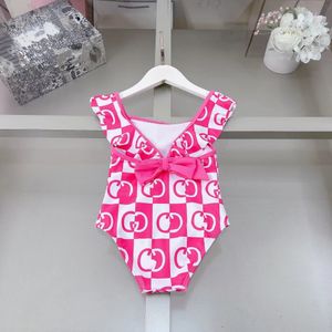 Traje de baño para niñas Diseñador para niños Nadar para niñas Trajes de baño de una pieza Estampado de letras completo Bowknot Playa Piscina Bikinis