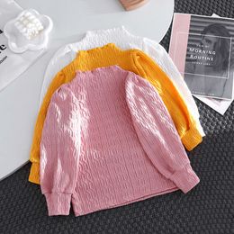 Meisjes t-shirts lente herfst tops voor kinderen lange mouw kinderen blouse roze/witte baby-tees peuter outfits kleding 1-10 jaar l2405