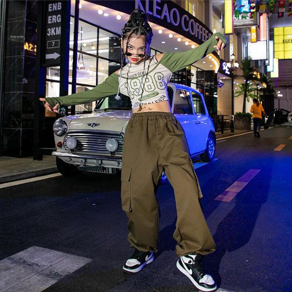 Girls Teen Concert Streetwear Hip Hop Vêtements Crop Tank Sweetshirt Tops Joggers Pantalons pour enfants Jazz Dance Costume Kpop Vêtements