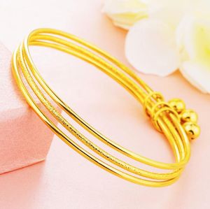 Conjunto de brazaletes finos de 3 uds para niñas, pulsera de oro de 18 quilates, brazaletes para mujeres, pulsera de boda, fábrica de joyería para parejas, venta al por mayor