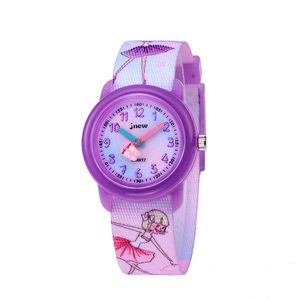 Girls Time Machines Analoge elastische stoffen bandhorloge met paars