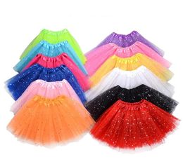 Meisjes Tule Stof Jurk Baby Shower Tutu Rok Prinses Jurken Bruiloft Decor Mooie kinderen Ballet Kostuums Pailletten Korte jurken