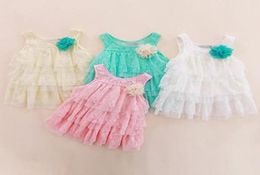 Girls Tutu Robe Summer Nouvelles grandes fleurs Shirt de dentelle rose princesse du genou longueur une ligne tutu robe5651760