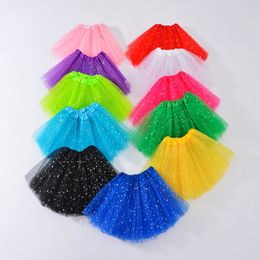 Meisjes Tutu Rokken Kinderkleding Sterren Glitter Balletten Fancy Pettiskirt Sequin Stage Dancewear Costume Summer Tulle Princess Mini Dress 253 K2