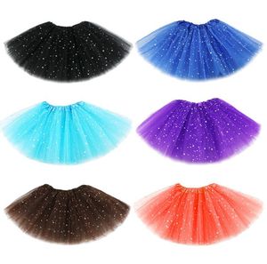 Niñas Tutu Faldas Ropa para niños Estrellas Glitter Ballets Fancy Pettiskirt Lentejuelas Escenario Ropa de baile Traje de fiesta Verano Tul Princesa Mini vestido