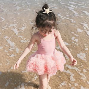 Meisjes tutu badmode voor kinderen mooie ruches prinses vakantie jurk dragen kinderen zoete outfti kleding 210529