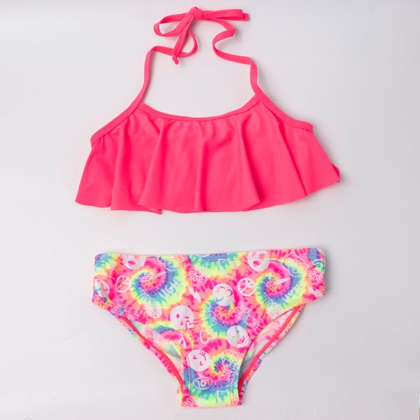 Filles de natation en deux pièces Bikinis Imprimé 5-12 ans Girl Bikini Set Swimsuit Enfants de maillot de bain Kiding Kiding Bathing Chack Girl Beachwear