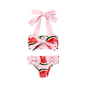 Filles deux pièces maillots de bain maillots de bain pastèque imprimé maillot de bain maillot de bain natation enfants ensemble de vêtements