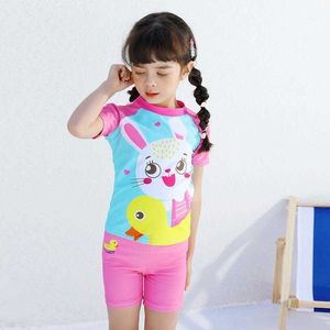 Girls Two Piece Piece Switsuit Sports Conservative Cartoon Print Girl Girl Swimming Costume 2 Enfants de 10 ans