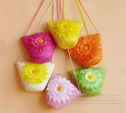 Meisjes weven bloem schoudertassen kinderen bloemen zomer vakantie roeping kust gebreide handtassen meisje bloemen tas