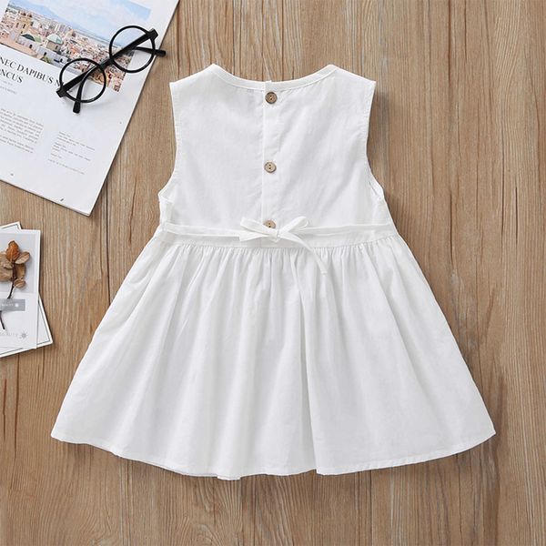 Filles Blanc Robes Solides Camis Robe de broderie Robe Princesse Pour Enfant Filles Sans Manches Summer Enfants Vêtements Sukienki Q0716