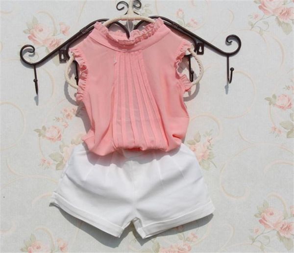 Camisa blanca para niñas, blusas de gasa sin mangas para adolescentes, blusas de encaje de color sólido, camisas geniales para ropa para niños pequeños 748446231