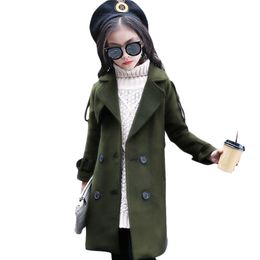 Filles vestes d'hiver longs manteaux de laine pour enfants décontracté automne vêtements pour enfants vêtements pour adolescents 6 8 12 ans 210528