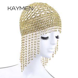 Filles Femmes Exotiques Cléopâtre Perlé Belly Dance Head Cap Chapeau / Accessoire De Cheveux / Coiffe Pour Le Mariage De Fête Montrant 1015 X0726