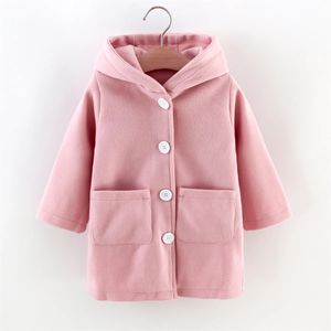 Manteau en laine pour fille de 26 ans, couleur unie, capuche, simple boutonnage, polyvalent, chaud, Tube droit, 240127