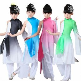 Filles Yangko Dance Nouveaux vêtements pour enfants Costume Costumes de scène Encre Costumes classiques Enfants Ale Fan Dance b4LB #