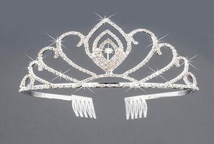 Piezas para la cabeza para niñas039 Diadema para el cabello con taladro para niños Accesorios de vestir corona para niños de metal con diamante con peine dorado y plateado 2704161