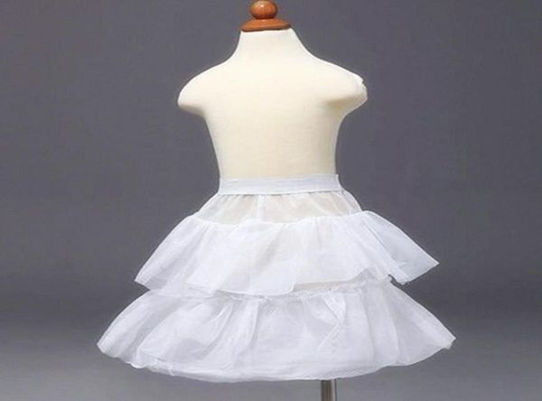 Girls039 Jupon enfants jupons mariage mariée demoiselle d'honneur accessoires Crinoline blanc 1 cerceau 2 couche robe de fille de fleur Kid8631895