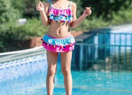 Girls039 maillot de bain enfants Bikini à volants maillots de bain pour filles maillot de bain enfants avec bonnet de bain beauté sport maillots de bain été piscine6723791