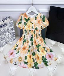 Girls039s robes à fleurs marque designer fille jupe couleur jaune taille 901503732758