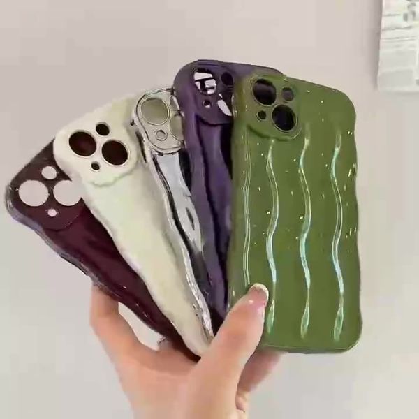 Fundas para teléfono móvil femeninas con ondulación de agua, funda suave con patrón de lujo para iPhone 15, 14 Plus, 13, 12 mini, 11 Pro Max