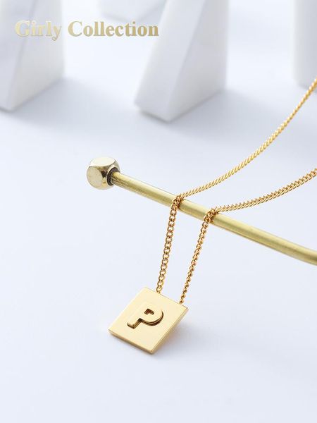 GirlyCollection INS 2021 letra P alfabeto inicial declaración cadena collar temperamento Unisex pareja joyería coreana cadenas de regalo