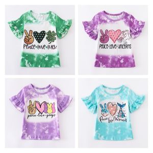 Girlymax Baby Girls Easter St Patricks Day Boutique gebleekte shirts Top Milk Silk Children Kleding Korte Mouw Ruches 220620