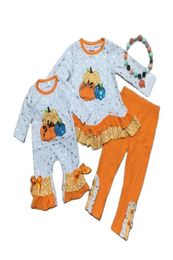 Girlymax Fall Baby Girls Pumpkin Dots Romper Pantalones para niños pequeños Conjunto de volantes Boutique Sister039s Use Match Accessories Ropa para niños 1619725