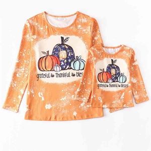 Girlymax Automne / Hiver Baby Girls Enfants Maman Me T-shirt à manches longues Top Tie Die Pumpkin Fall Y'all Boutique Vêtements pour enfants 210724
