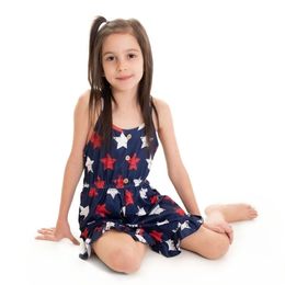 Girlymax 4 de julio Verano Leche Seda Bebé Niños Estrellas Raya Ropa Mono Pantalones Ropa Sin mangas 220509